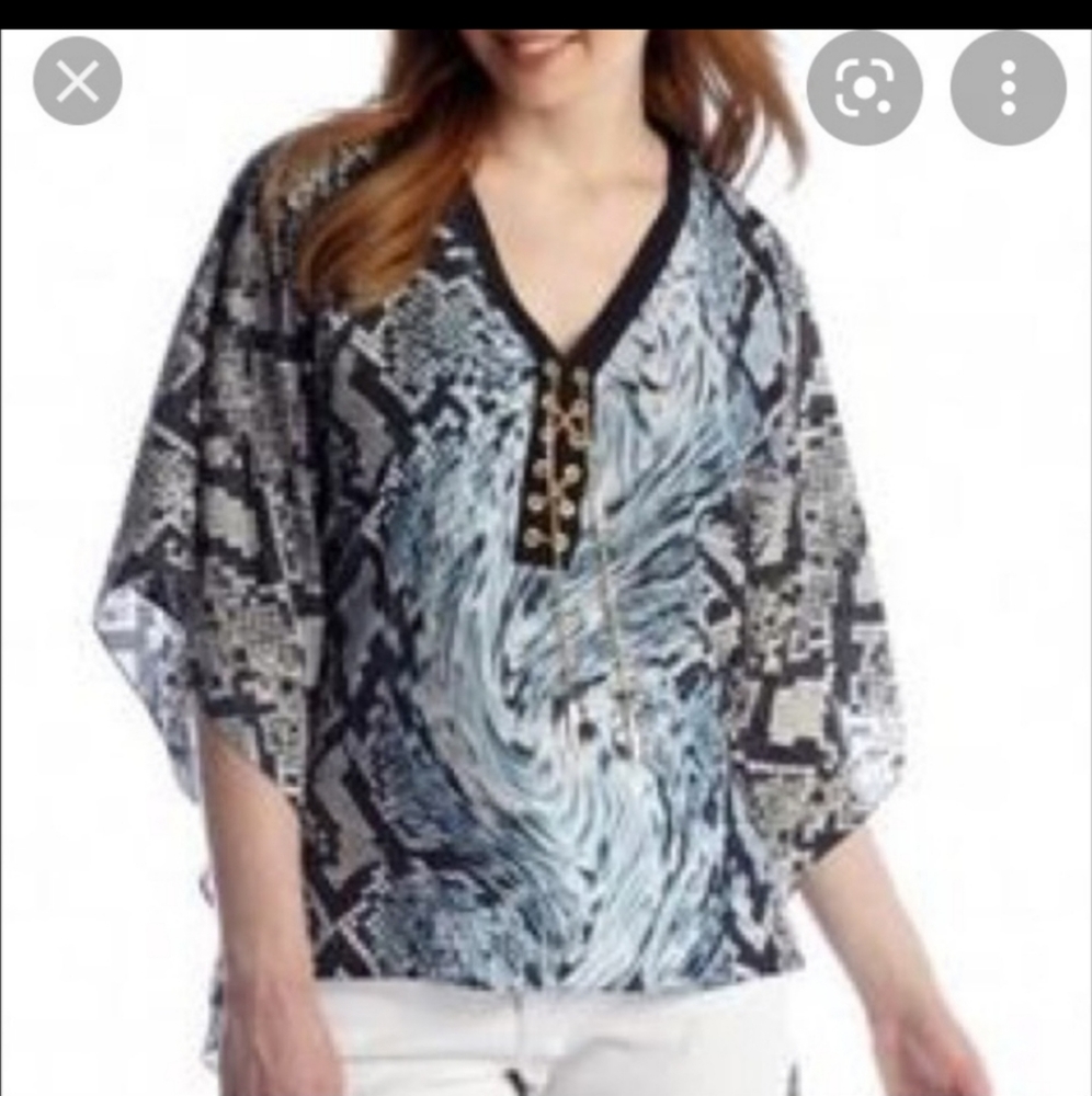Michael Kors Vneck snakeskin print poncho